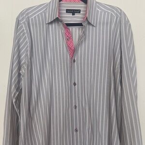 Jared Lang Striped Shirt with Pink Accents